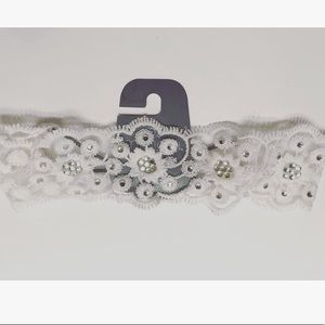 Lacy White Headband With Flowers
